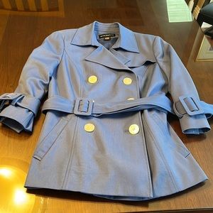 Sharagano Blue fully lined jacket with 3/4 sleeves size 6 pearlized buttons